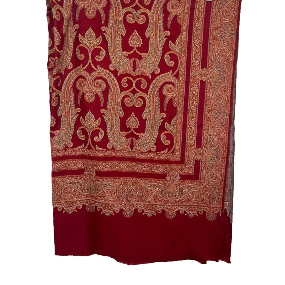 Pottery Barn Wool Textile Table Runner Classic Preppy Wrap Embroidery 60" Floral